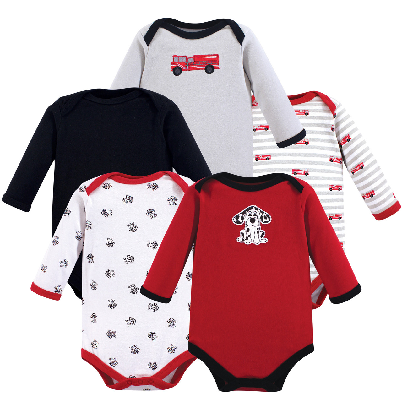 Luvable Friends Long-Sleeve Bodysuits, 5-Pack, Fire Truck | Baby and ...