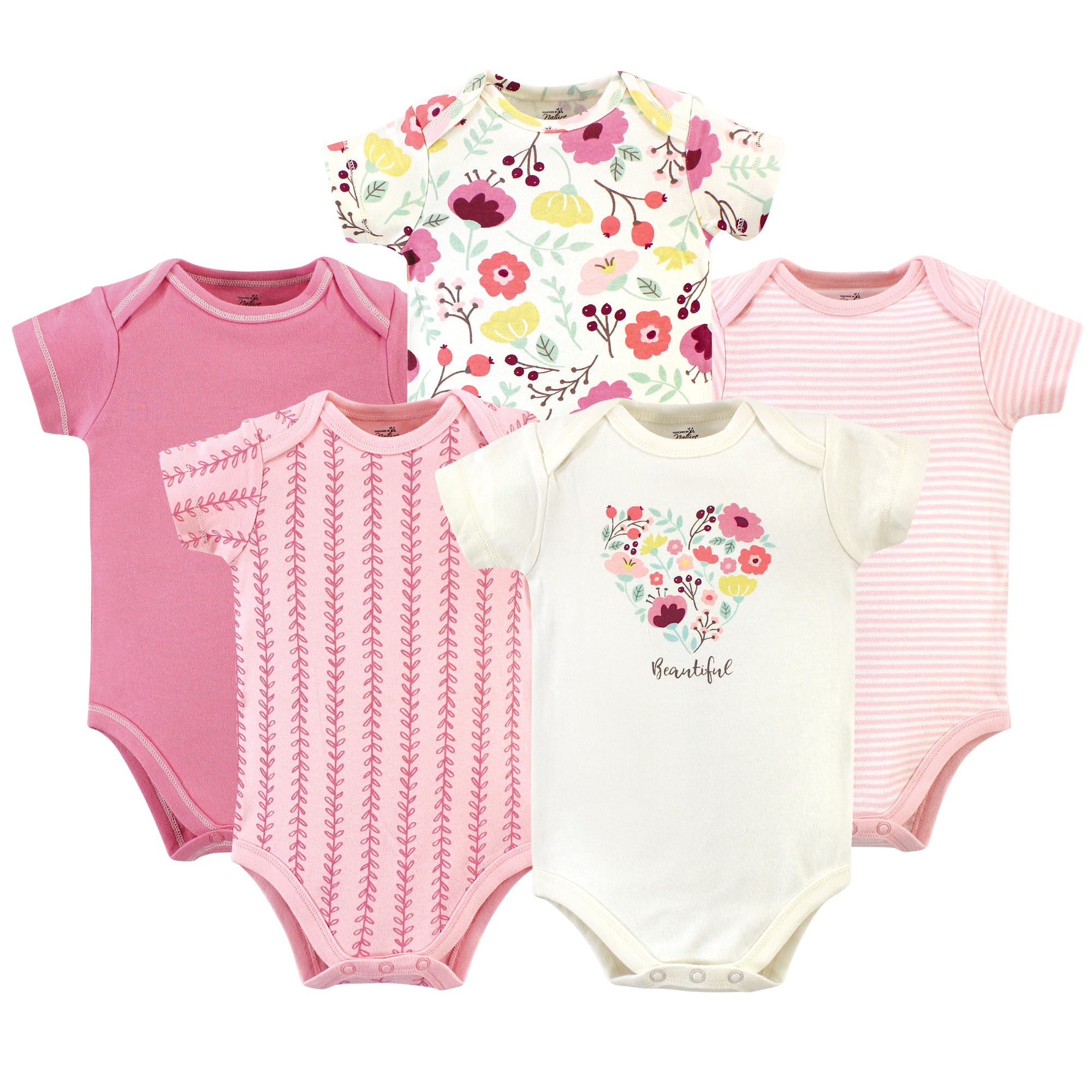 Carter's Baby Girls' 5-Pack S/S Bodysuits - Pink/Poppy - 18 Months