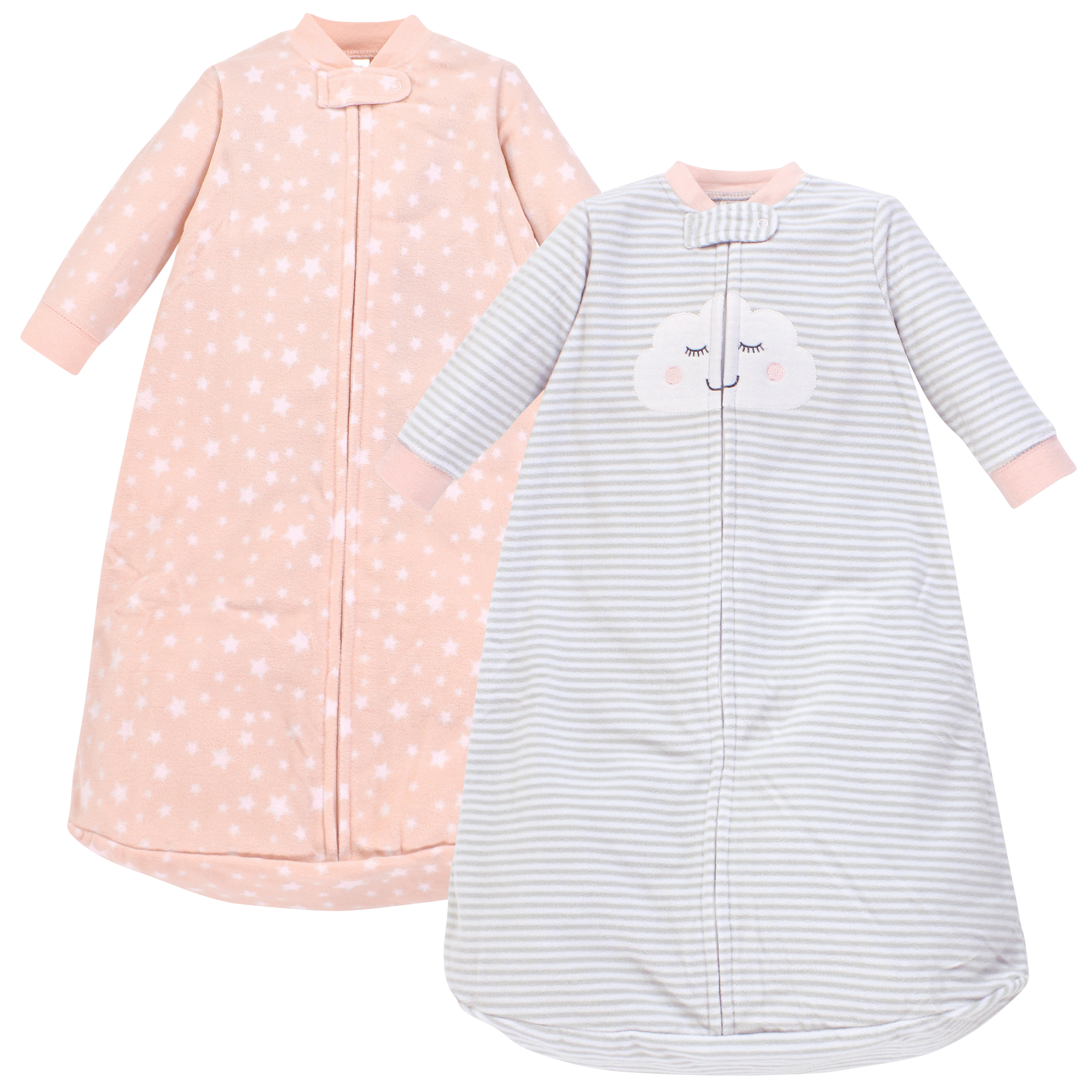 Hudson Baby Fleece Long Sleeve Sleeping Bag 2Pack, Pink Cloud, 09