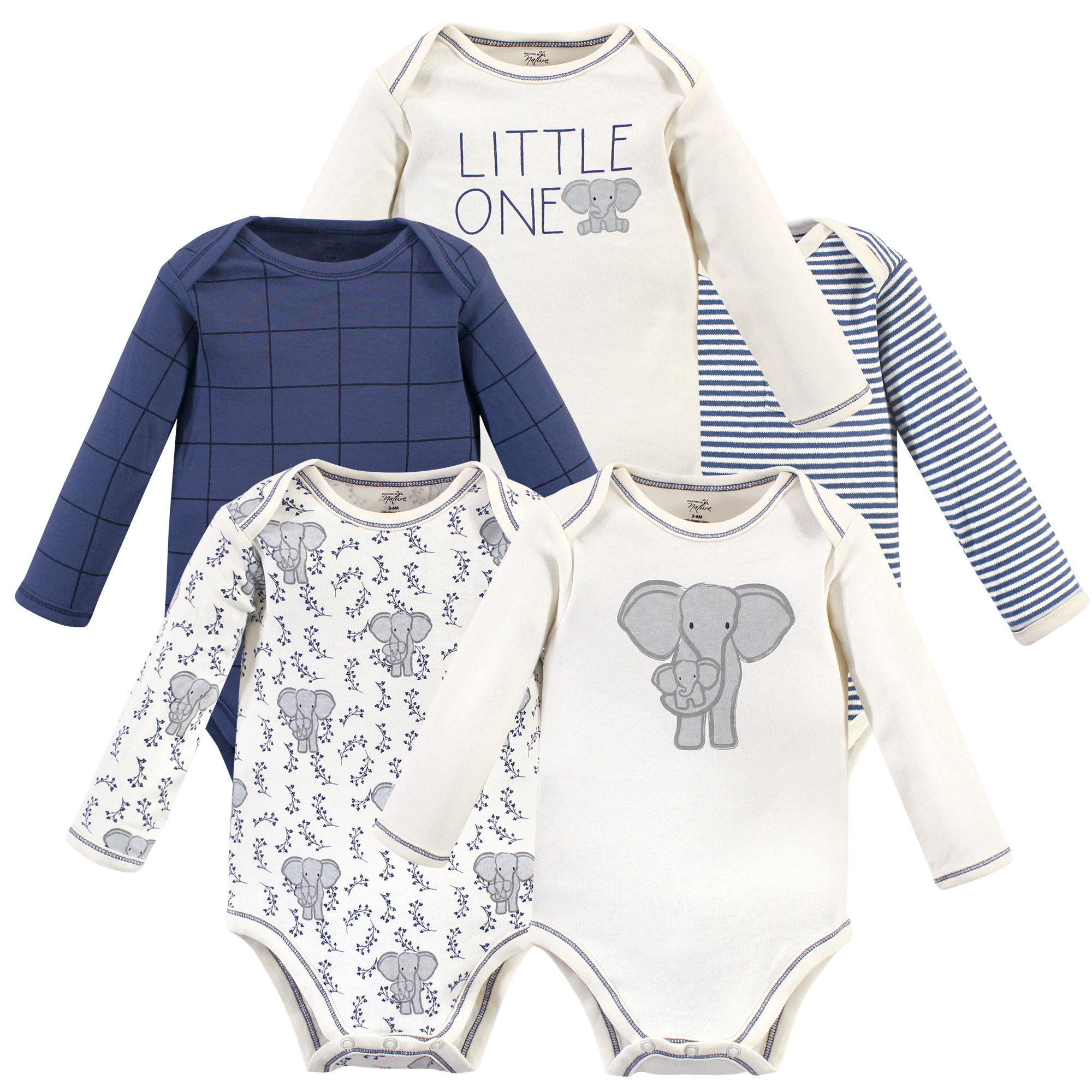 Pack of 3 Long-Sleeved Bodysuits in Organic Cotton for Newborn