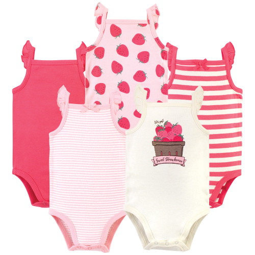 Touched by Nature Organic Cotton Bodysuits, Strawberries - Hudson