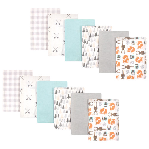 Hudson Baby Cotton Flannel Burp Cloths, Neutral Forest Hudson