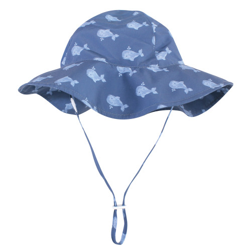 Hudson Baby Sun Protection Hat, Dark Blue Whale - Hudson Childrenswear