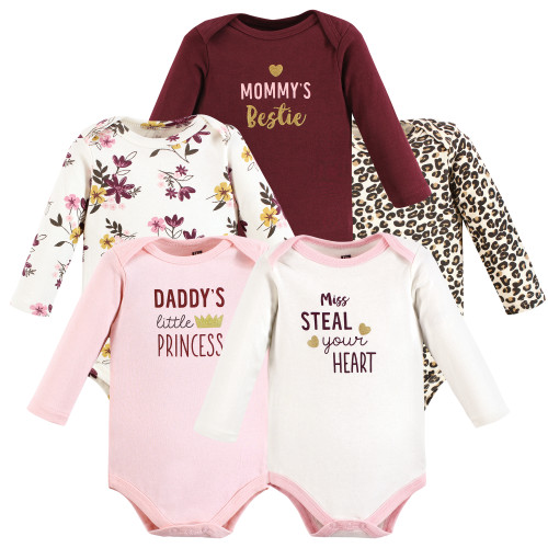 Buy Hudson Baby Baby-Girl 5 Pack Long Sleeve Bodysuits,Sheep,9-12 onths in Chea