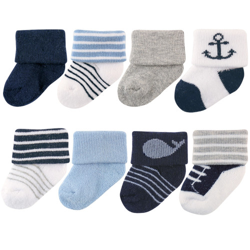 Luvable Friends Newborn Socks, 8-Pack, Nautical | Baby and Toddler ...