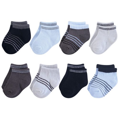 Pink and Black Hudson Baby Girl No Show Socks 8-Pack