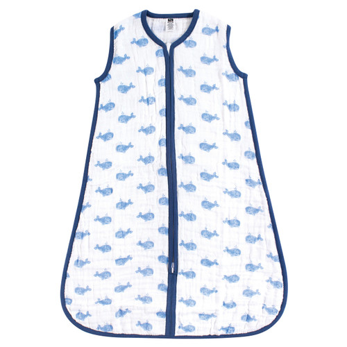 Hudson Baby Safe Sleep Wearable Muslin Sleeping Bag, Blue Whale | Baby ...