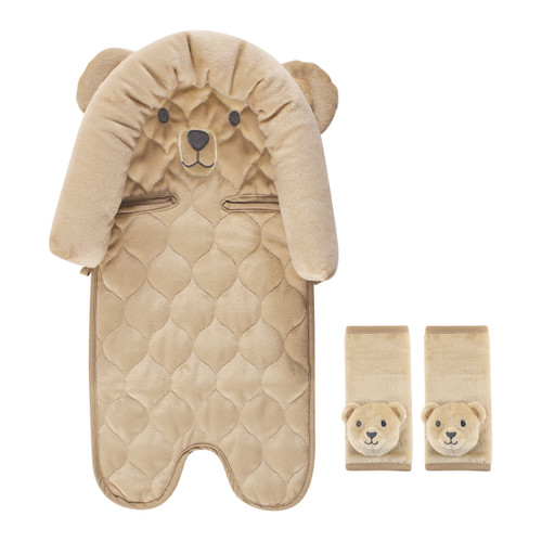 Hudson Baby Car Seat Insert & Strap Covers, Tan Bear Baby and Toddler Clothes, Accessories and