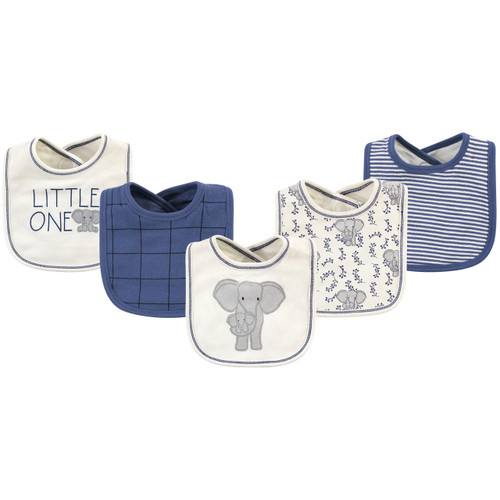 Elephant Touched By Nature Boy and Girl Organic Cotton Bibs 5-Pack 