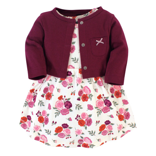 Hudson Baby Cotton Dress and Cardigan Set Fall Floral 18-24 Months