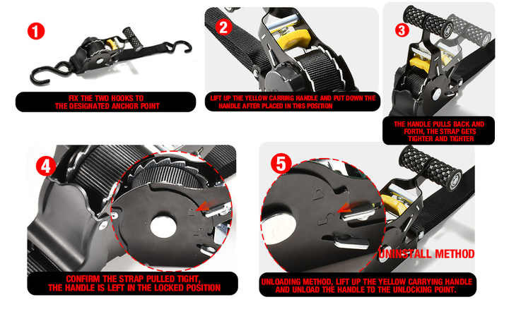 Automatic Self Retracting Rachet Tire Down Strap 25mm 1500Lbs | Outdoorica