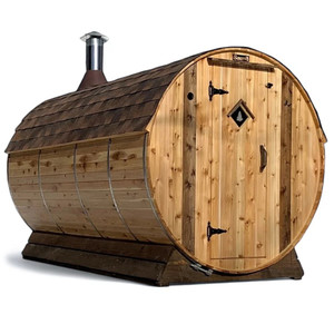 Setri 7'x12' 10-Person Western Red Cedar Barrel Sauna w/ Changing Room Setri 7'x12' 10-Person Western Red Cedar Barrel Sauna w/ Changing Room