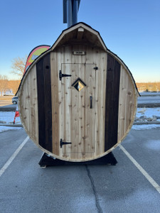 IN-STOCK! Setri 7×6 8-Person Western Red Cedar Barrel Sauna with Wood Stove