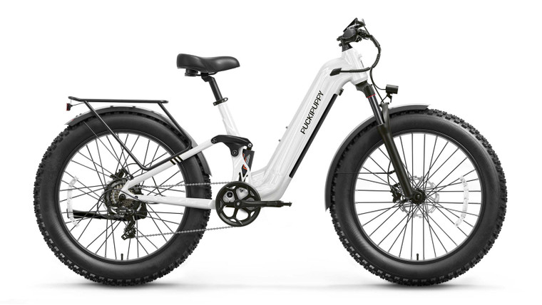 PUCKIPUPPY Boxer ST White - Fat Tire Step-Through Long Range Electric Bike