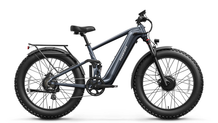 PUCKIPUPPY GoldenR Pro Gray - Dual Motor Fat Tire Full Suspension Long Range Electric Bike