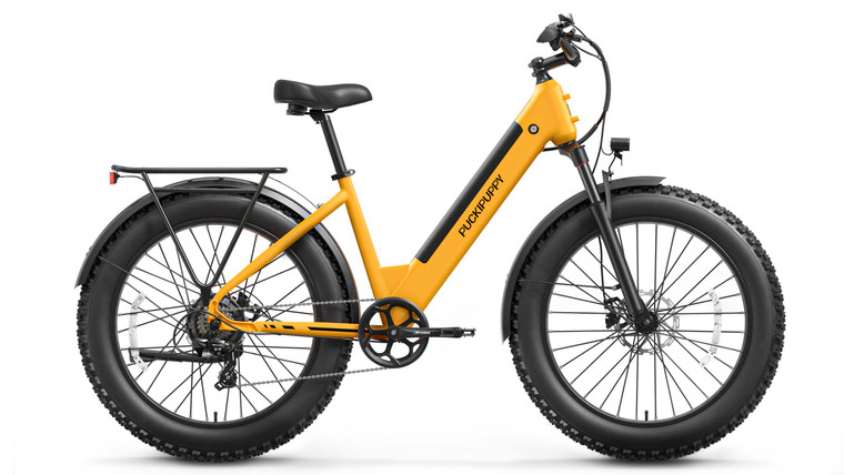 PUCKIPUPPY Samoyed Bright Yellow - Fat Tire Commuter Electric Bike