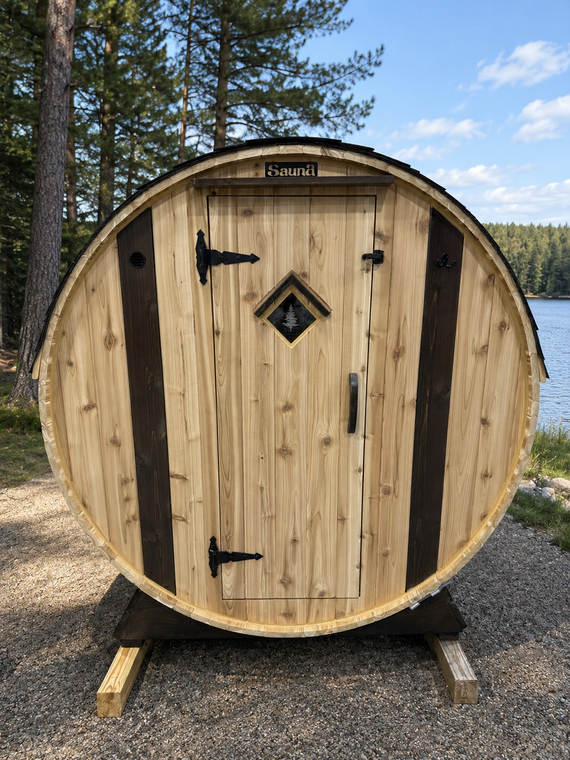 IN-STOCK! Setri 6×4 2-Person Western Red Cedar Barrel Sauna with Finlandia Electric Heater