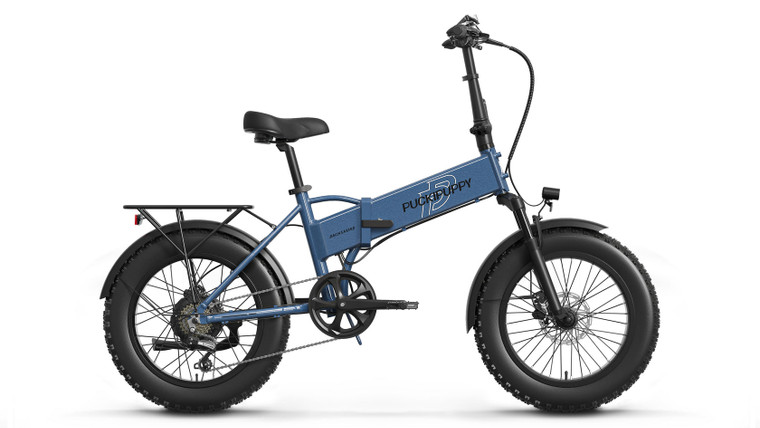 PUCKIPUPPY Dachshund Blue Folding Fat Tire Electric Bike - 500W Commuter Ebike