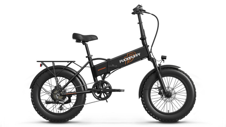 PUCKIPUPPY Dachshund Black Folding Fat Tire Electric Bike - 500W Removable Battery Ebike