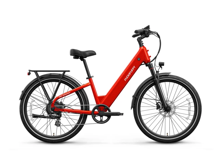 PUCKIPUPPY Poodle Pro Red - Step-Through Commuter Electric Bike