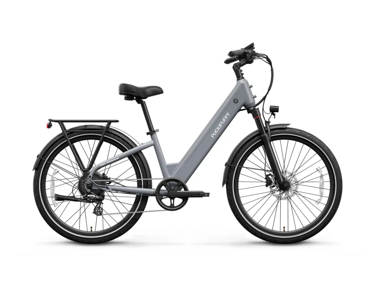 PUCKIPUPPY Poodle Pro Light Gray - Step-Through Commuter Electric Bike