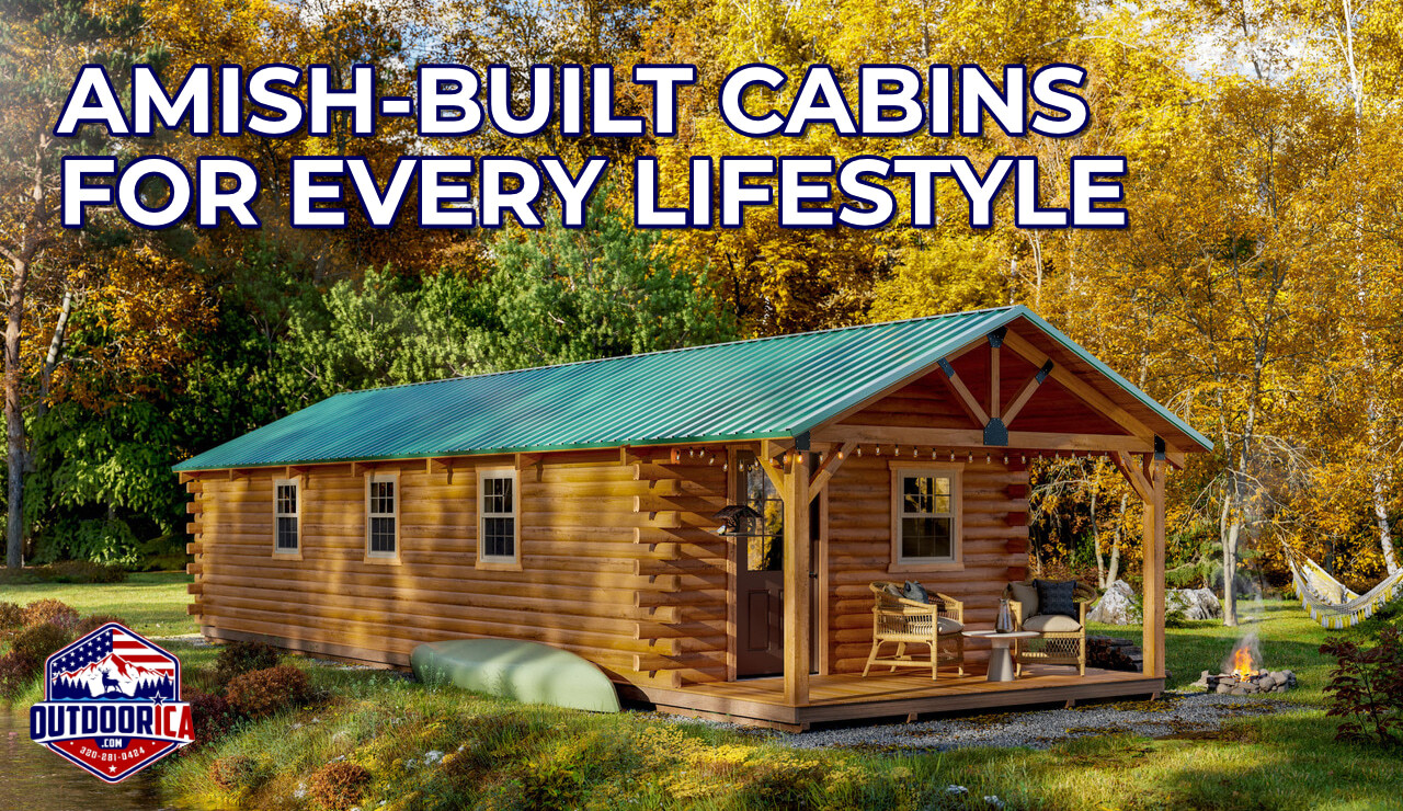 Amish-built log cabins at Outdoorica in Albany, Minnesota