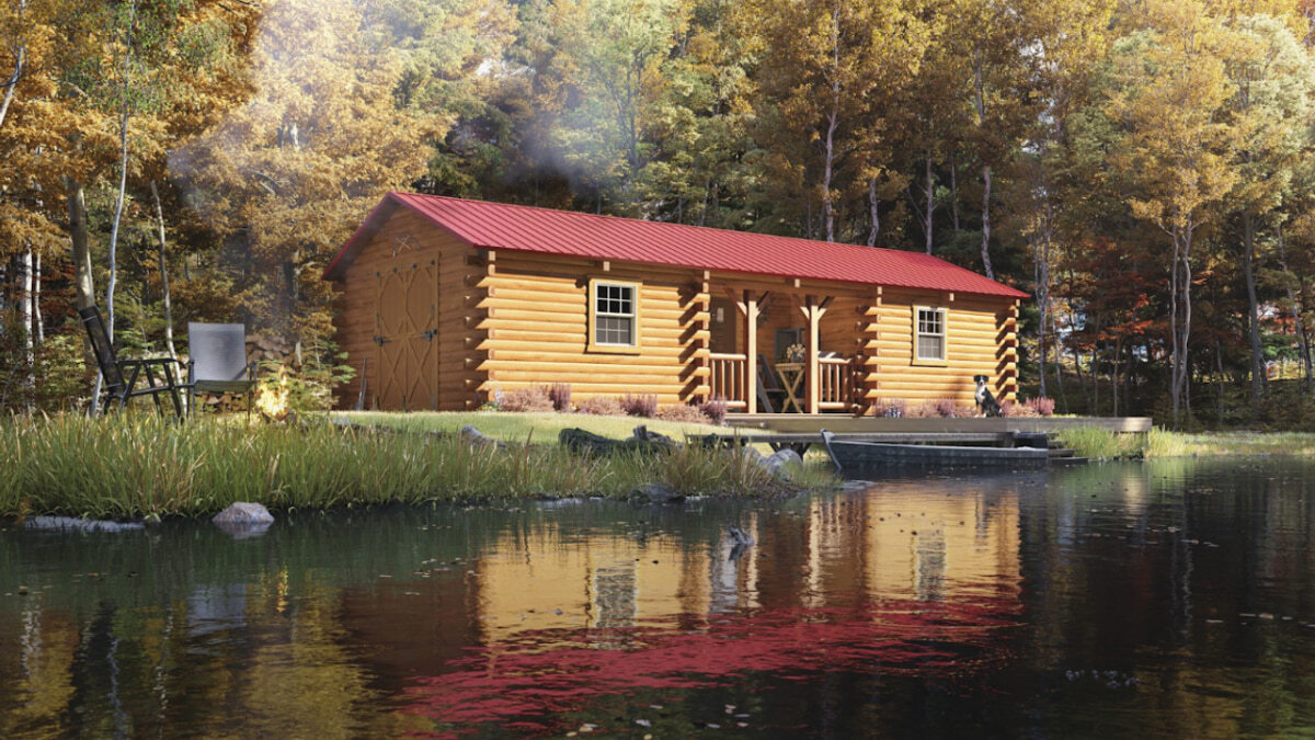 Beaver Lodge Series Amish cabin with optional rampage door at Outdoorica