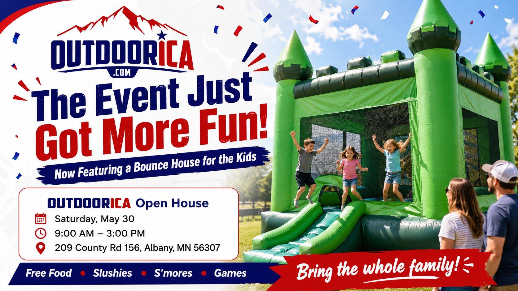 Bounce house for kids at the OUTDOORICA Open House in Albany Minnesota