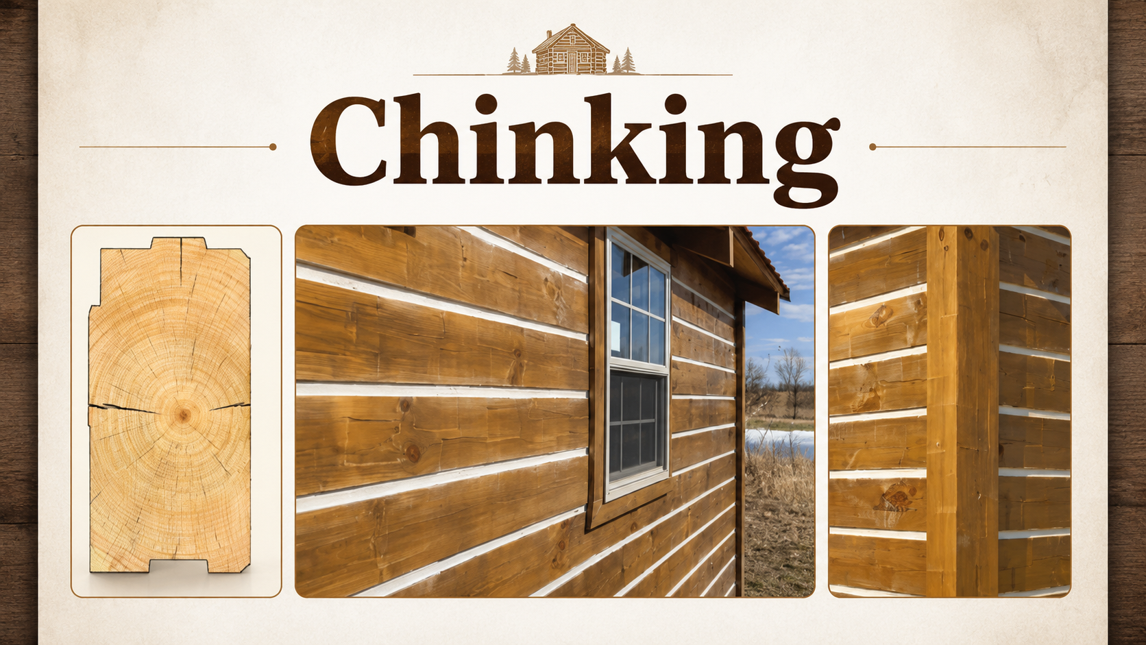 Log Jam chinking used on Amish log cabins