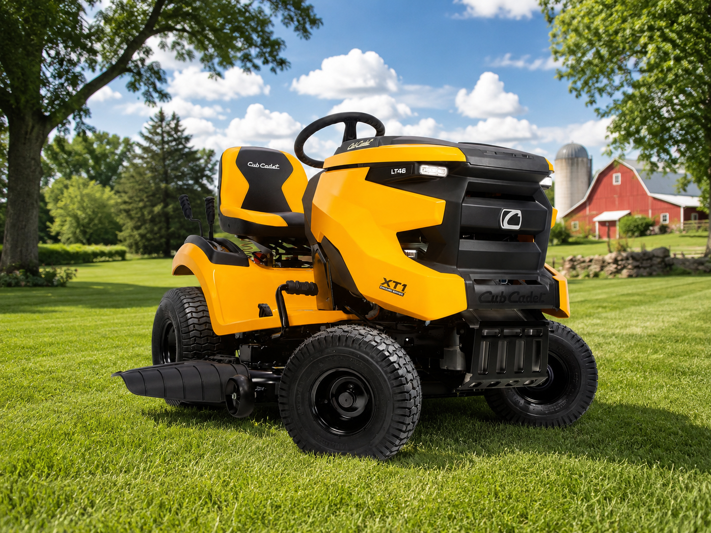 Cub Cadet XT1 LT46 riding lawn mower at OUTDOORICA compared to John Deere S140