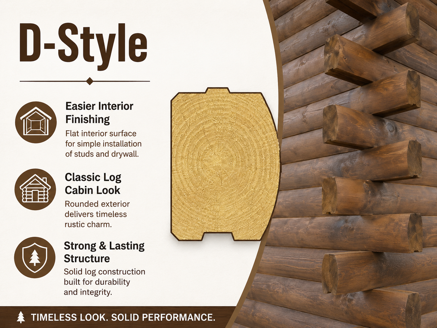 D-Style logs used in Amish cabins