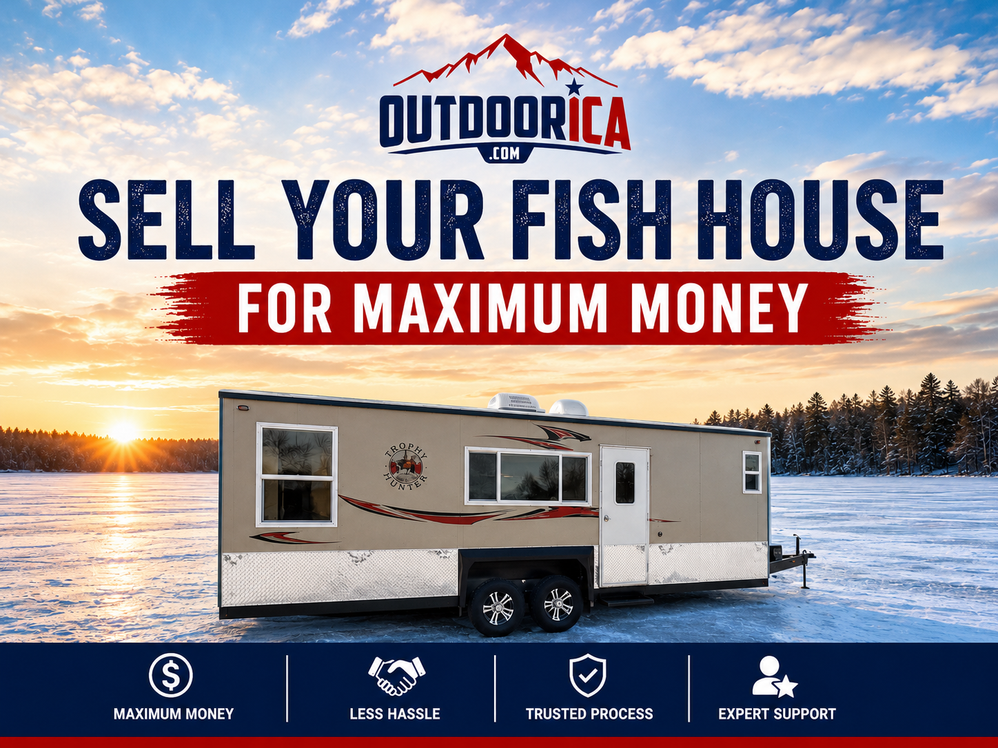 Sell your fish house for maximum money with OUTDOORICA consignment in Minnesota