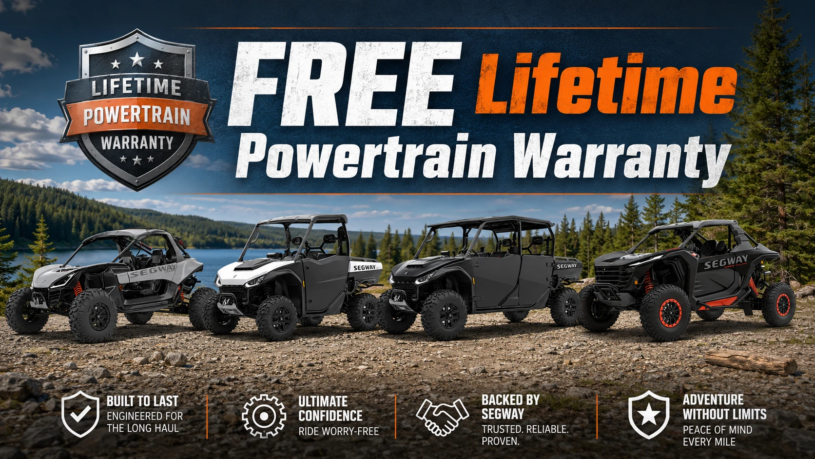 FREE Lifetime Powertrain on qualifying Segway UTV purchases at OUTDOORICA Minnesota