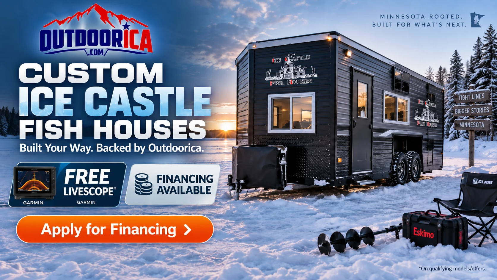 Outdoorica Ice Castle fish house financing