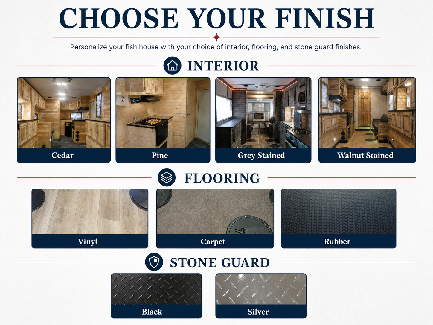 Ice Castle interior finish options for custom fish house builds