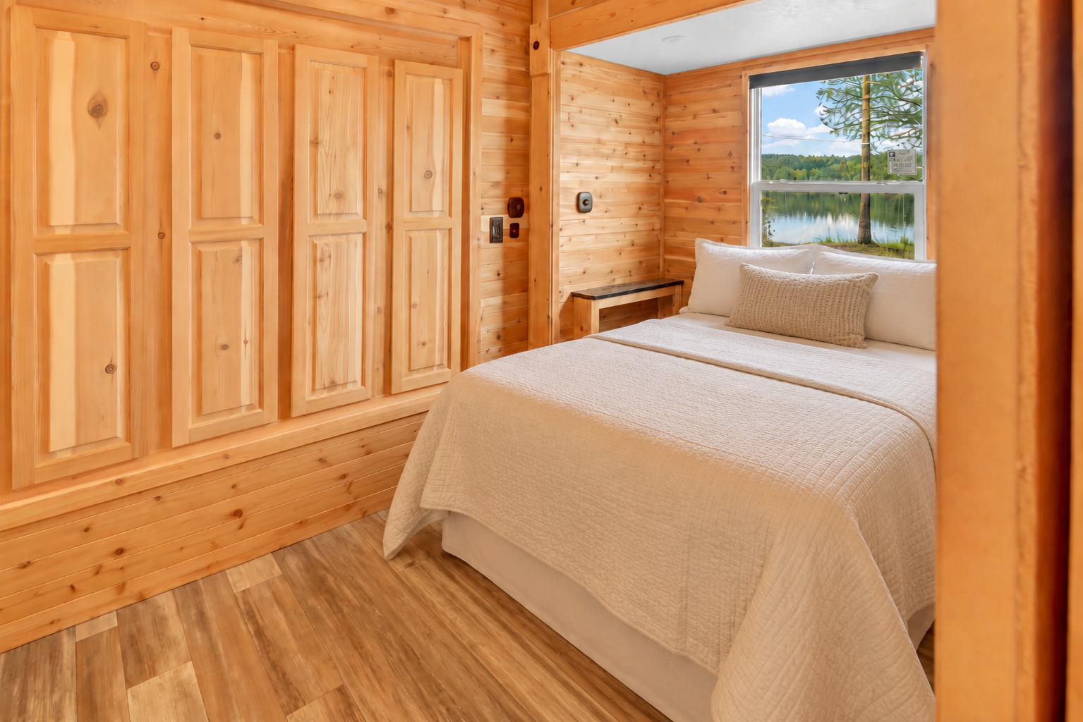 Ice Castle Lakeside Paradise queen bed and bedroom closet sneak peek