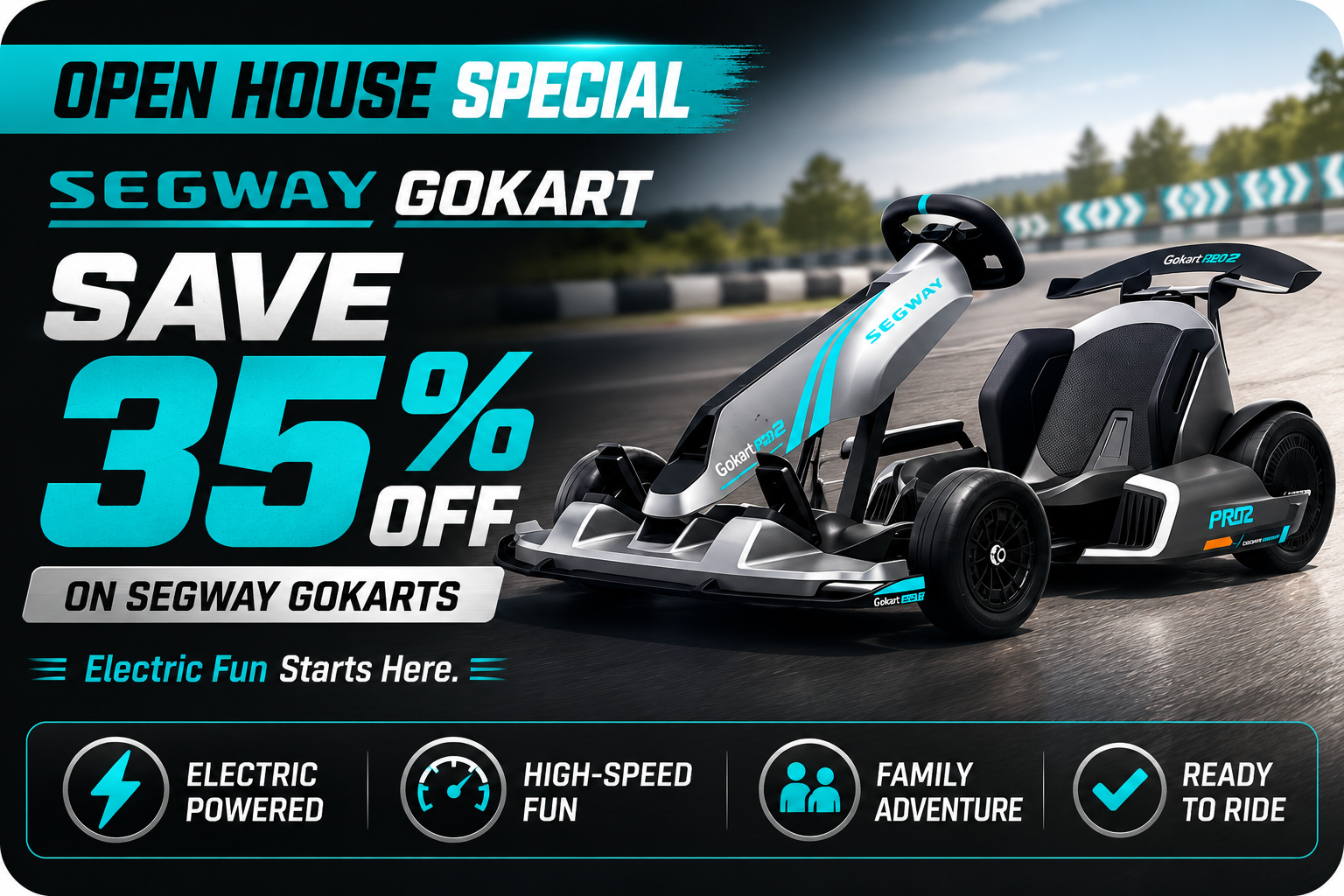 Segway GoKarts 35 percent off during OUTDOORICA Open House