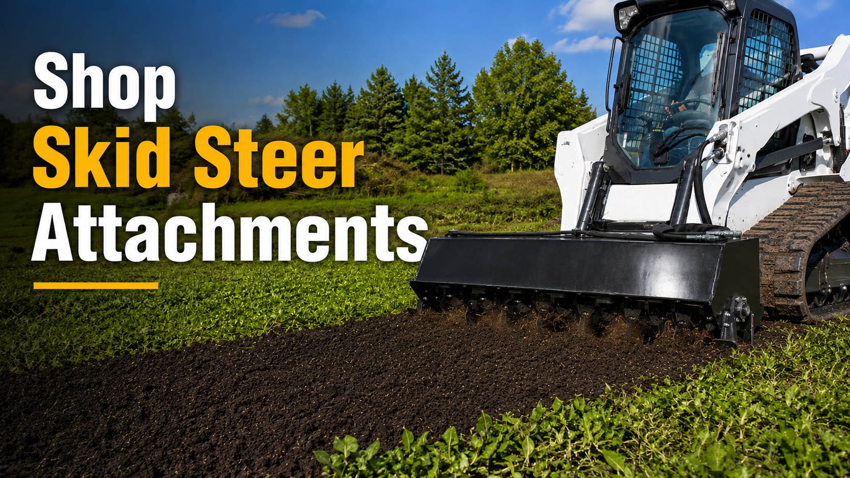 Shop skid steer attachments for food plot prep and hunting land management at OUTDOORICA