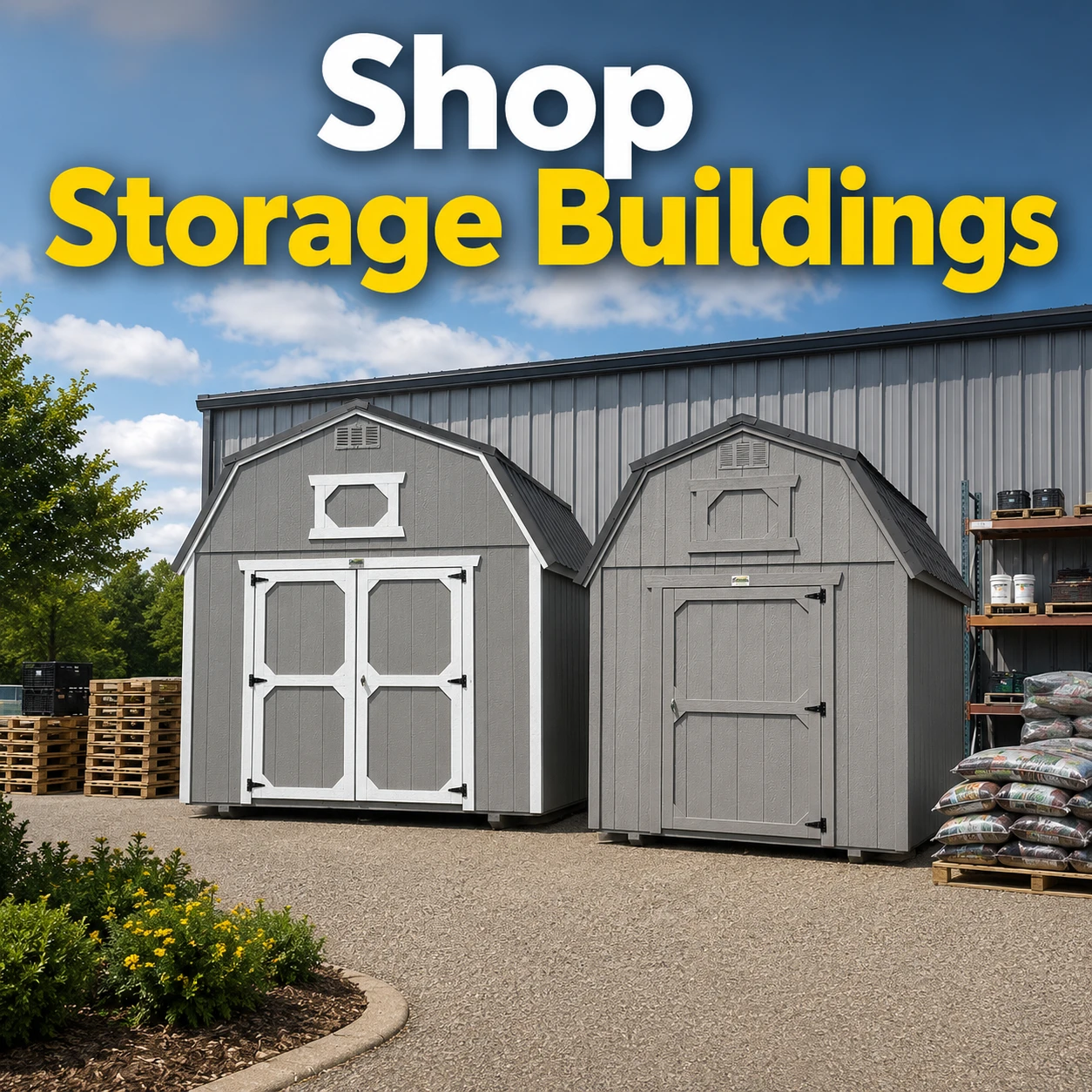 Shop storage buildings at OUTDOORICA for business equipment and property storage