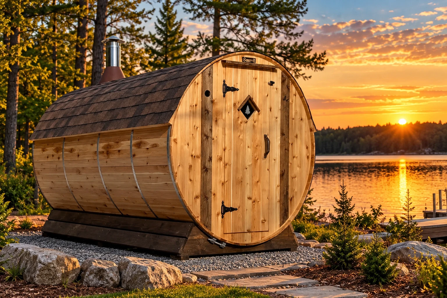 Humorous robot-themed sauna illustration for the final survival mission