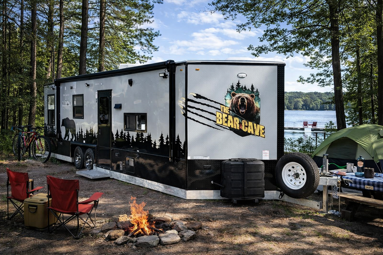 Ice Castle Bear Cave 8x26V RV Camper and Fish House at OUTDOORICA in Minnesota