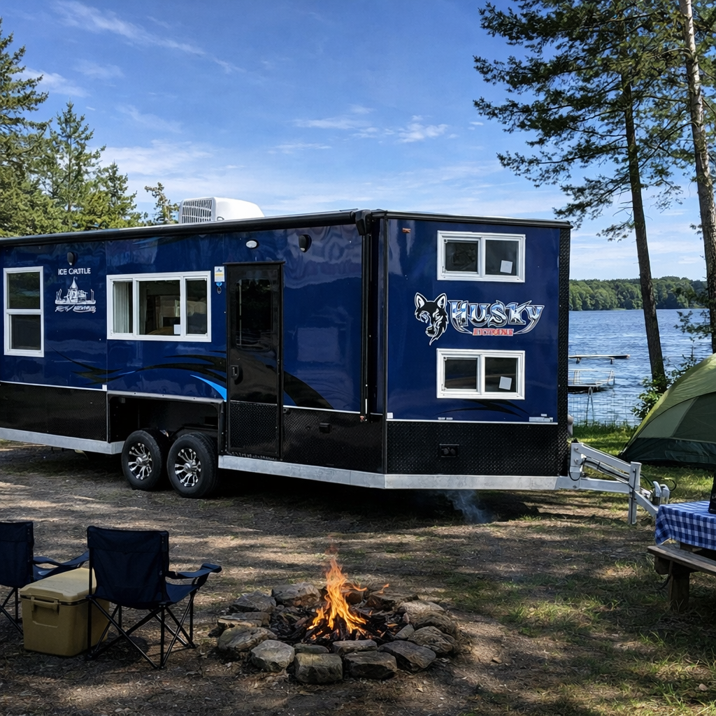 Ice Castle RV Husky Extreme 8x21 RV Camper and Fish House at OUTDOORICA in Minnesota