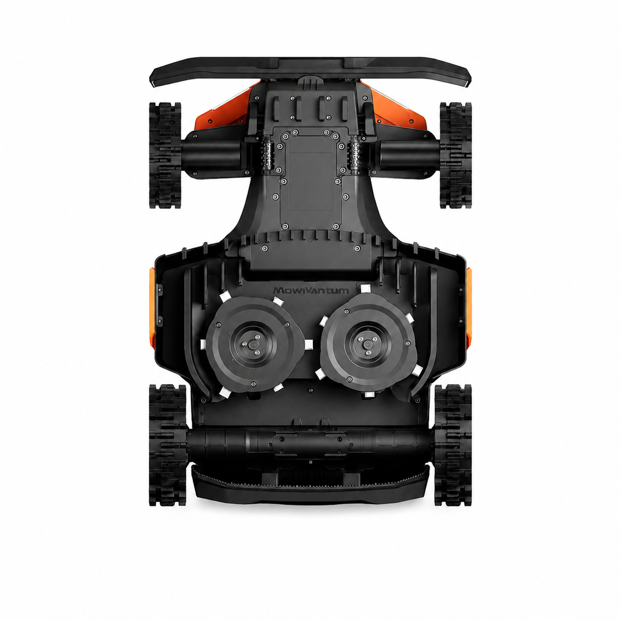 Underside view of Segway Navimow Terranox commercial robotic mower cutting system