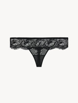 Black stretch Leavers lace thong_0