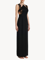 Halterneck nightgown in black silk with Leavers lace_1