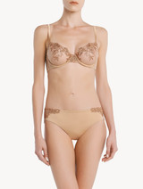 Medium Brief in beige Lycra with embroidered tulle_1