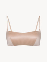 Bralette in beige stretch viscose and tulle_0