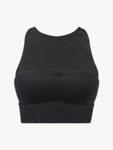 Crop top in black stretch tulle_0
