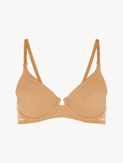 Nude Lycra underwired bra with Chantilly lace
