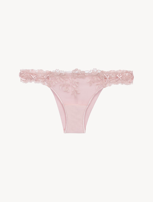 Brazilian Brief in pink Lycra with embroidered tulle